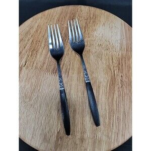 Ekco Eterna Dinner Fork Faux Wood Handle MCM Stainless Replacement Flatware USA